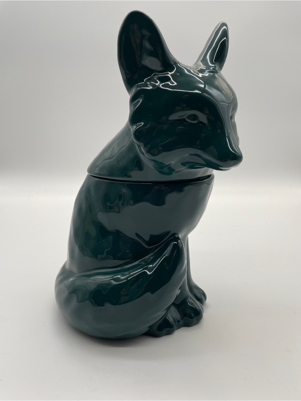 2013 Threshold Fox Stoneware Cookie Jar Dark Green